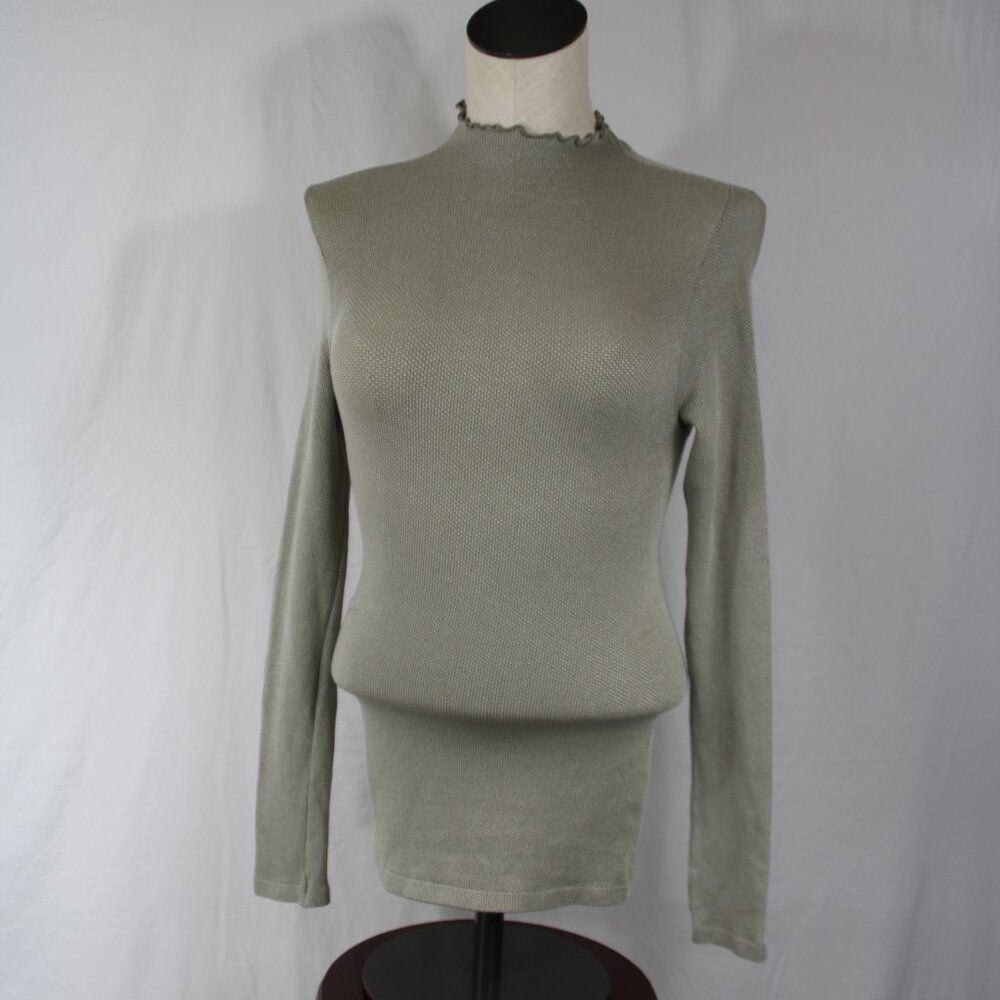 Free People Intimately Free Thermal Top Gray Green Medium Stretch Mock Neck